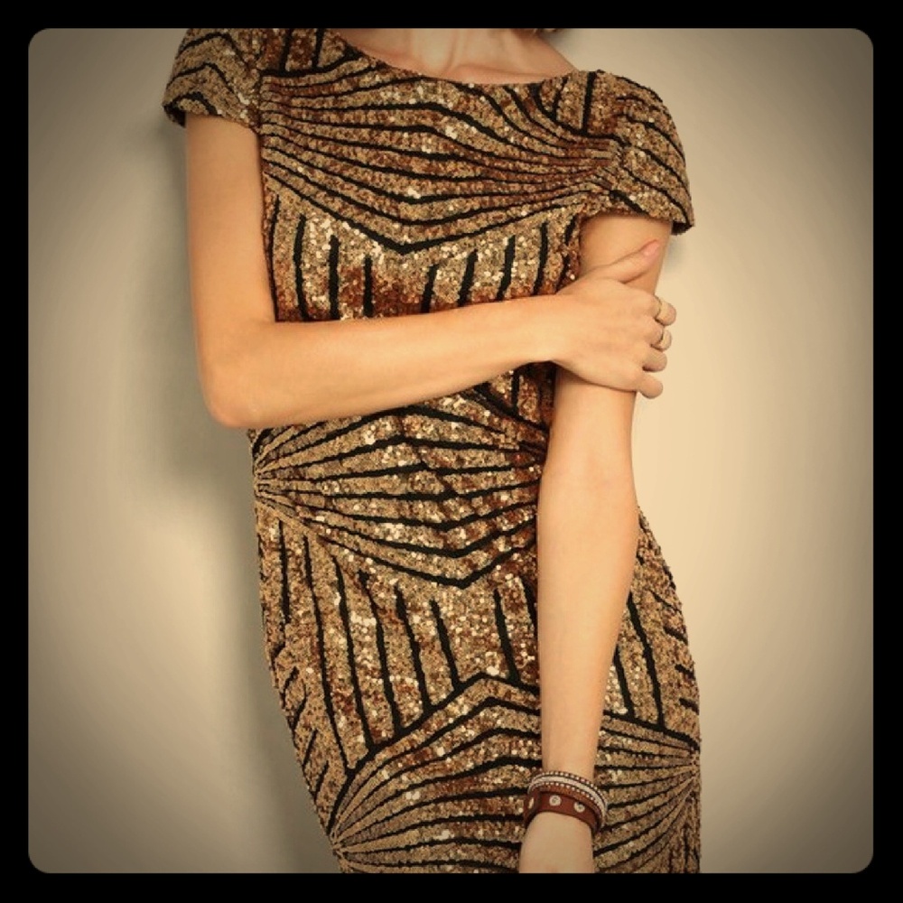 Gold/Black Mini Cocktail/Party Dress